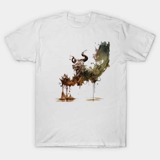 Ink splash minotaur mythical beast. T-Shirt by DEGryps